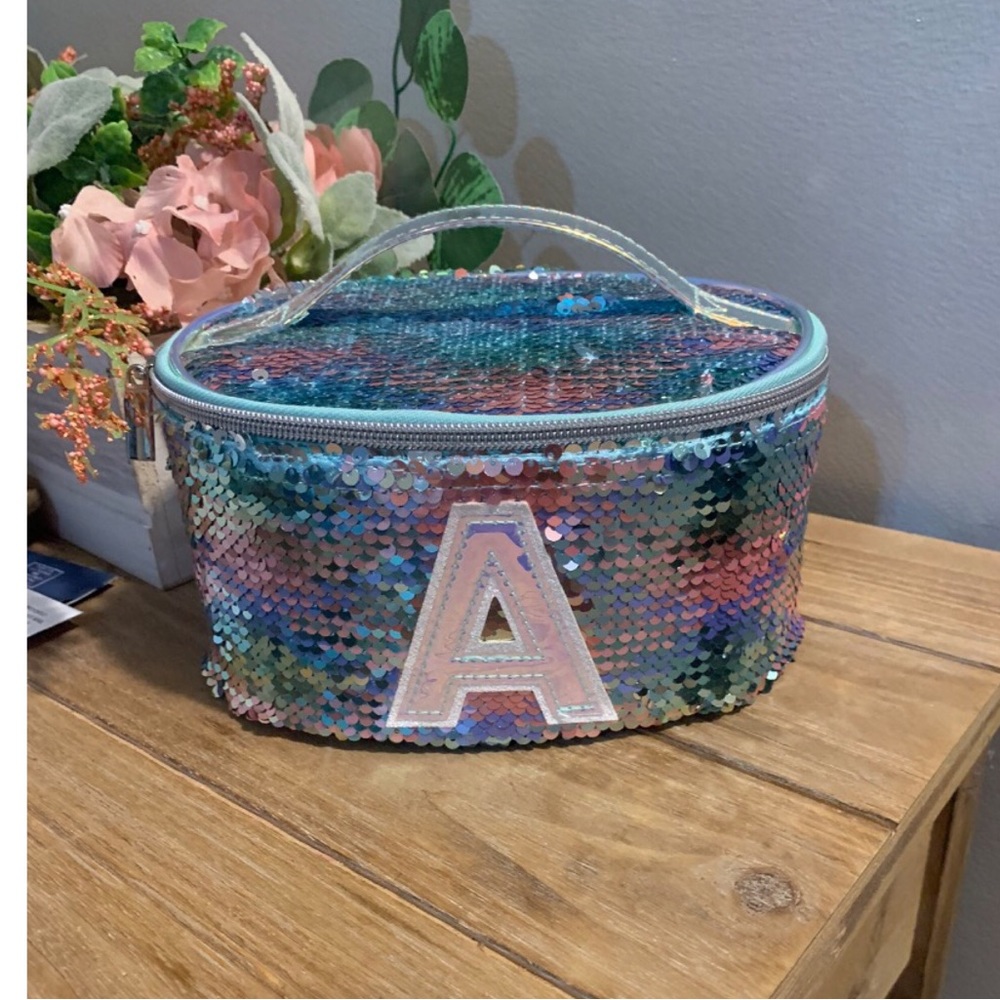 Sequin travel makeup bag